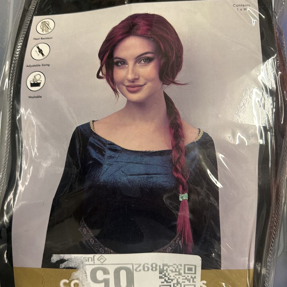 AllAura Copper Red Braided Princess Wig Synthetic Heat Resistant Adjustable